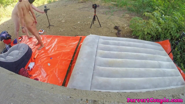 Pervert Couple: Outside I got my throat penetrated deep by his thick...