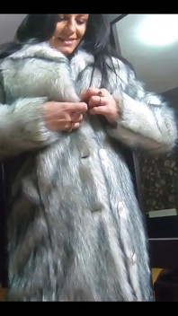 Face Fuck,cum Play While Wearing a Hot Grey Fur-coat and Long Boots 214