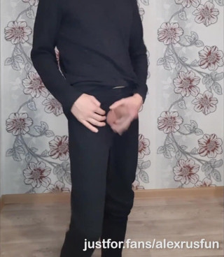 AlexRusFun: Hot horny teen shows his big cock on camera and...