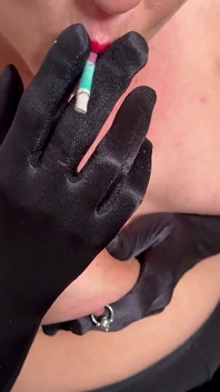 Smoking in Red Lipstick and Satin Gloves