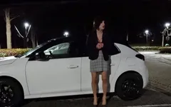 Piss in Microstring with Fake Mask and Huge Breasts Outdoor