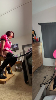 Sissy candy in auto bondage con enormi dildo