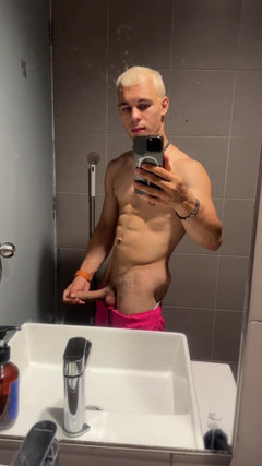 Max_Russell: Handsome Blonde Fingering His Dick in the Train Toilet