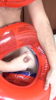 Play with Three Red and Blue Swimrings