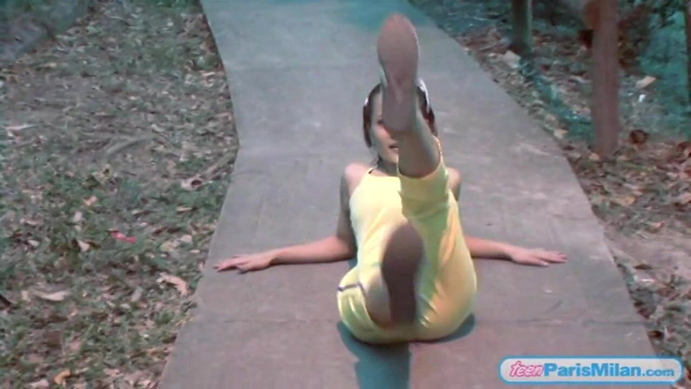 Teen Paris Milan: Paris Milan night stretching!