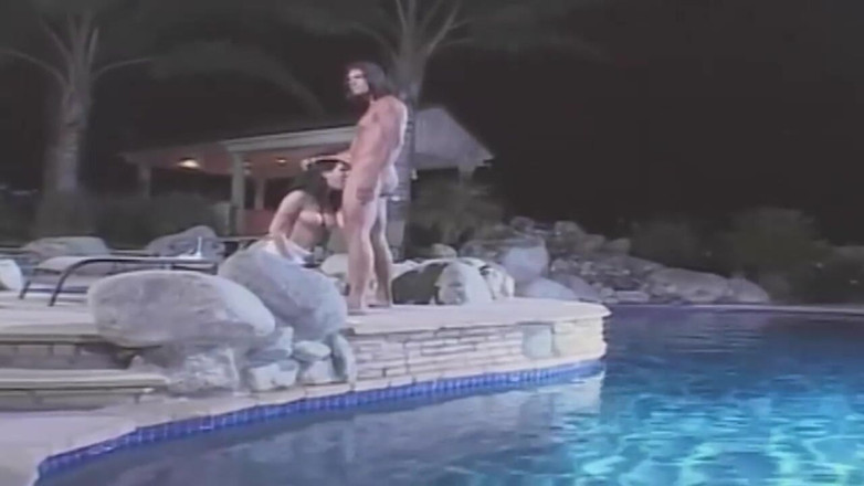 BANGORA RETRO CLUB: Blindfolded Mature Babe Devours Cock Poolside Passion