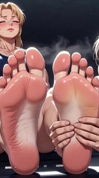 Old Woman Licking Muscular Womans Feet in Gym - Humiliation