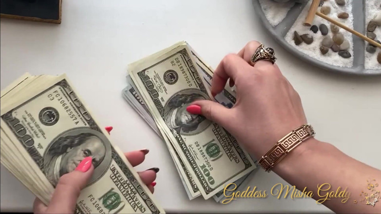 Goddess Misha Goldy: ASMR hukum bil dolar dalam tangan &amp; penghinaan mani saya yang...