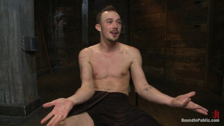 Bound in public: Kirk cummings is beaten, humiliated and fucked in a crowded...
