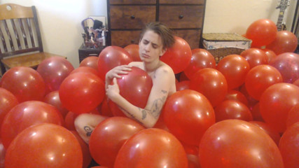 Abby Anna: Big bundle of red balloons nude