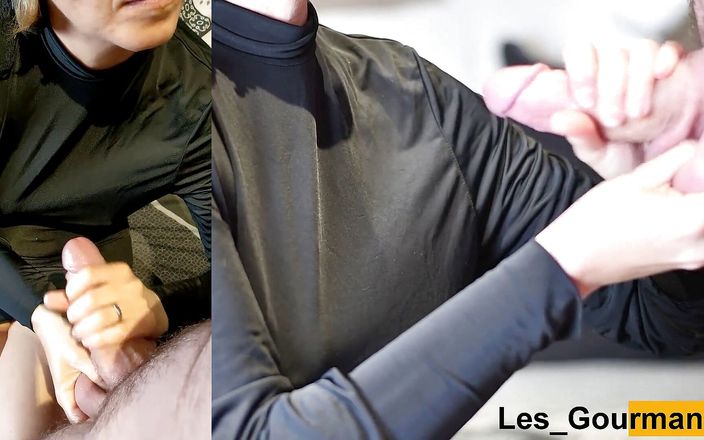 Les Gourmands: MILF saje v černých šatech a dostane sperma na obličej