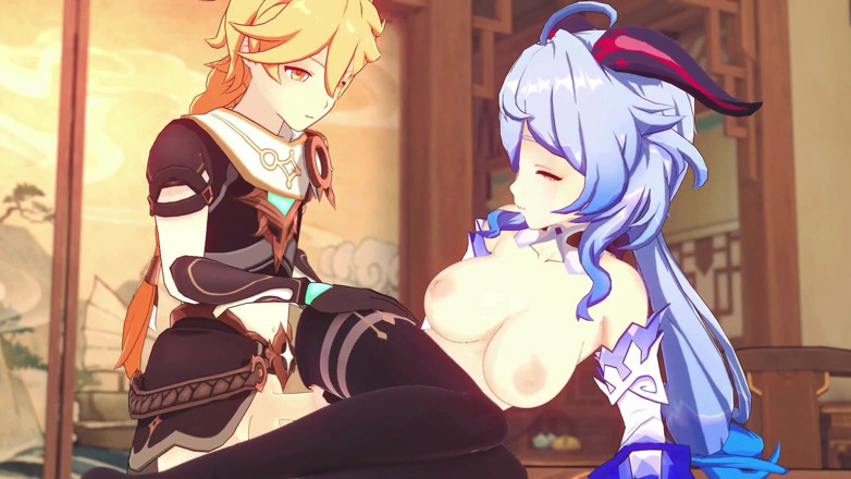 NSFWOtaku: Genshin impact - ganyu ve aether tutkulu seks sahnesi - 3 boyutlu hentai...