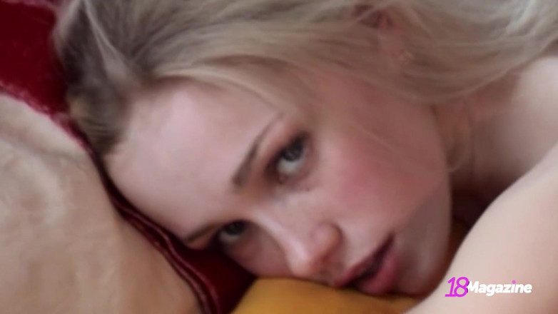 18Magazine: Hot Blondie Holli Paige Caresses Her Teen Pussy in the...