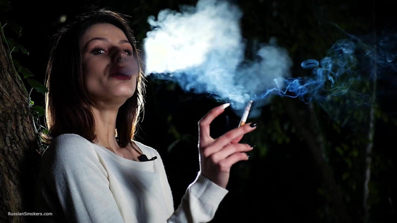 Russian Smokers: Sexy Russian Babe Smoking Cigarette Outdoor Scene