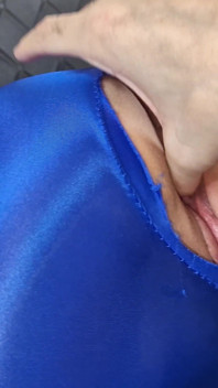 POV Monika Juicy Blue Zentai Cvičení Fitness