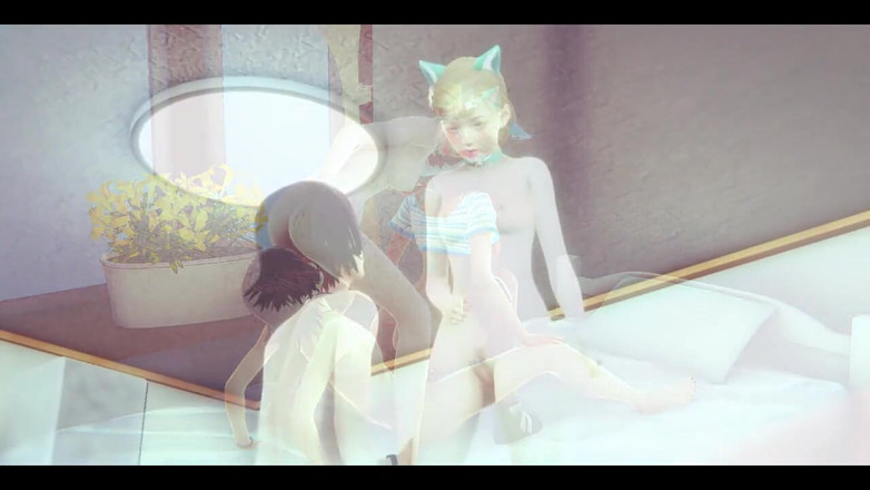 HentaiTubes: Хентай без цензуры - блондинка-кошка и друг трахаются несколько раз - японская азиатская манга, аниме-фильм-порно-игра