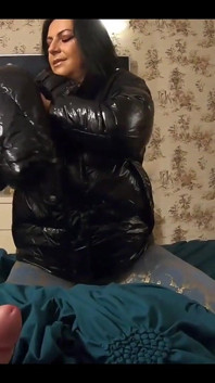 Prev Milfycalla My Friend Cums 3 Times on My New Black Shiny Puffy Downjacket!-174