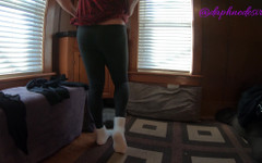 Daphne Fitting Room Teasing in a Red Dress and Leggings thumbnail
