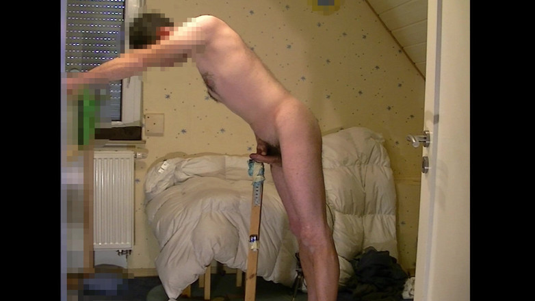 Mark Hannes: Eigengemaakt stand fleshlight vibrator masturbatie