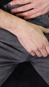 Getting hard with pants on and jerking off with dirty talk