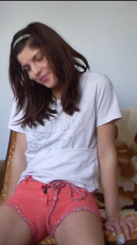 Skinny Teen Full Bladder Desperation on the Bed Trying to Pee