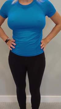 Black Yoga Pants & Blue Compression Shirt Try on