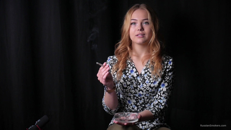 Russian Smokers: Sweet Russian Girl Smoking Cigarette in Nature