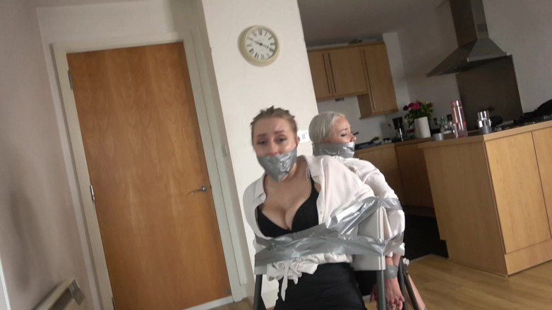 Latina Fetish: Alina und Lilly büro-sekretärinnen band zurück an rücken gefesselt, geknebelt...