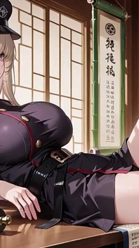 Blonde Valkyrie's Undressing Moment, That Great-slit Black Uniform Is Insane!