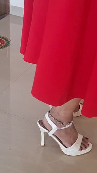 Vestido Rojo Sucio a Petición Peludo Coño