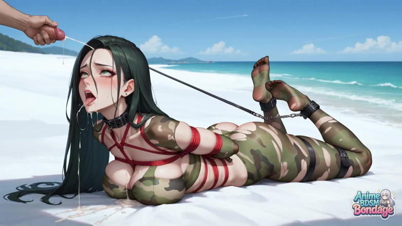 Anime BDSM Bondage: Seksowna gra BDSM na plaży to najgorętszy sposób na orgazm...