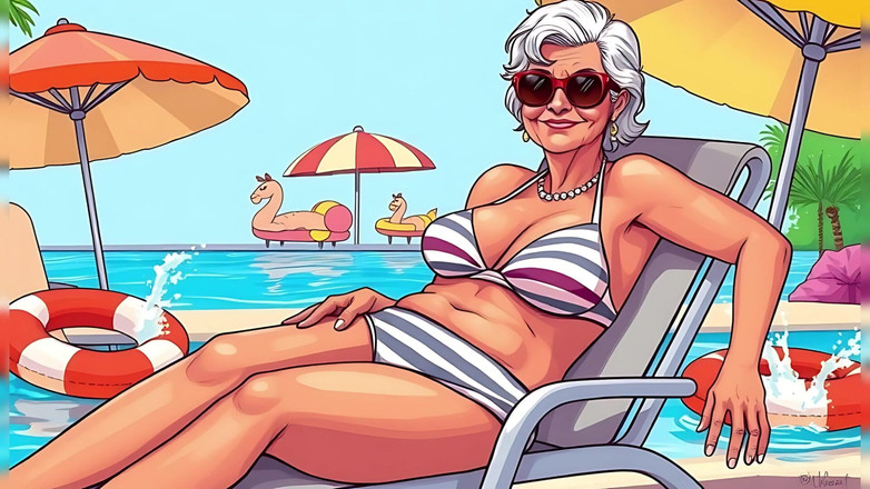 AI Porn: 卡通比基尼熟女（非裸体）