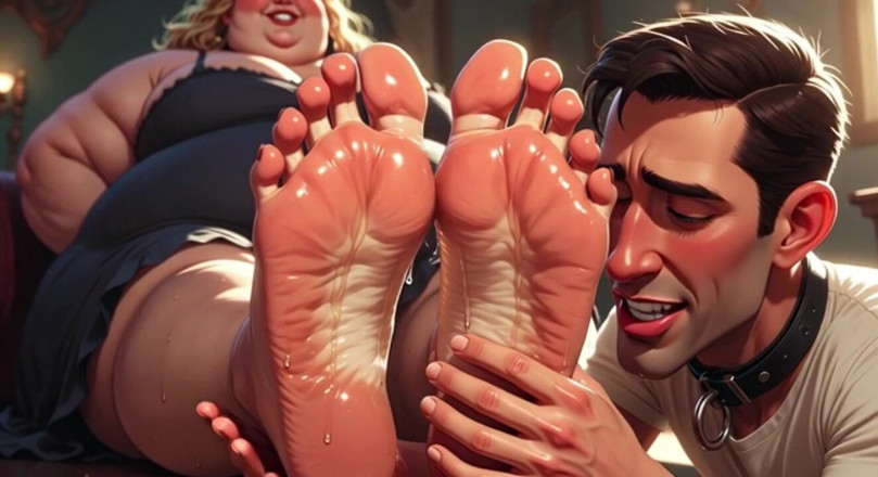 YOUR BEST FANTASY: Submissive Guy Devoted to Sweaty Feet of Huge BBW