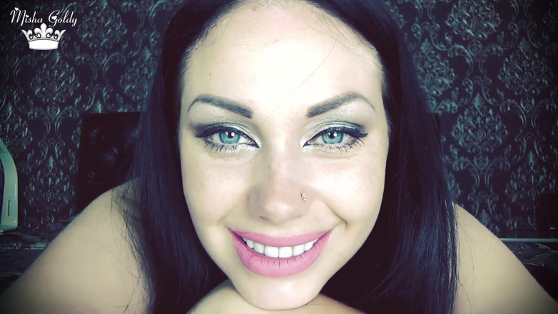Goddess Misha Goldy: Cum all over my face clip with cum countdown!