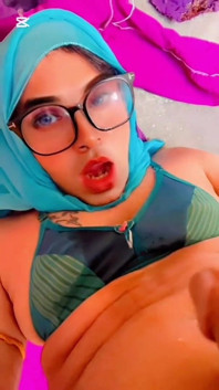 Beautiful Hijabi Transgender Peeing in Mouth