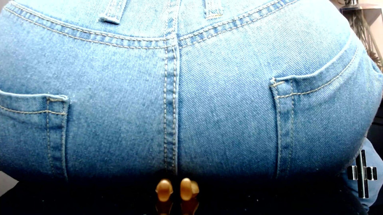Maeling: Ebony Bitch Crushed in Denim Jeans and Ass Stifled Ignorant