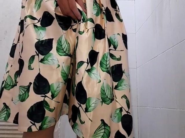 Urine and Sperm Flow Wetting the Satin Skirt of a Crossdresser (Naomisinka)