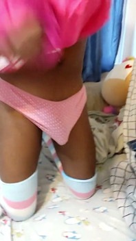 Black Femboy Shows You His Panties Bulge and Ass