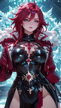 Ice Queen! Red-haired Sorceress Makes a Stunning Entrance in the Crystal Hall, Robe Slightly Open and Staff Tapping Seductively