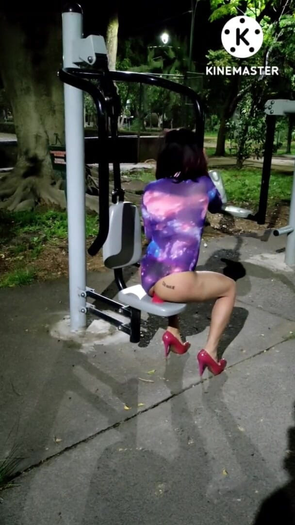 Traviezisha: Sissy Exercising (her Asshole) in a Public Park's Gym (with a Dildo)...
