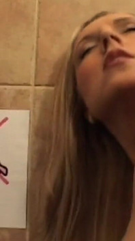 Horny hot blonde girl masturbates and enjoys in the bathroom with her sex toy
