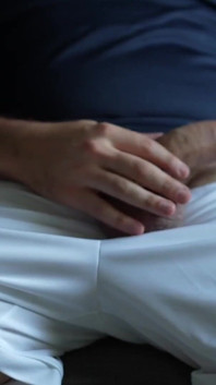 Silky Sportwear Wank. Cum Over Adidas Top After Playing in White Soccer Shorts.