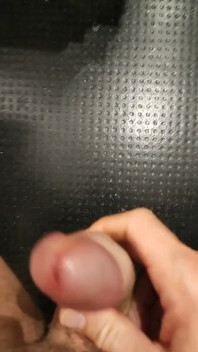 Moaning as I Squirt My White, and Thick Cum All Over the Floor with My Thick, Shaved, Cock