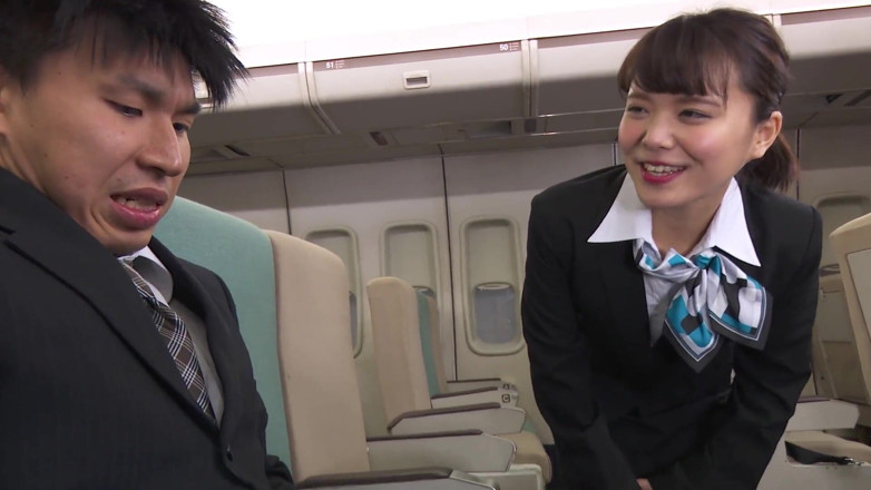Caribbeancom: Asian sex games with flight attendants on an airplane - 2 scenes...