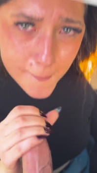 Unknown Girl Eats My Cock in Public - Green Eyes Cumshot on the Face