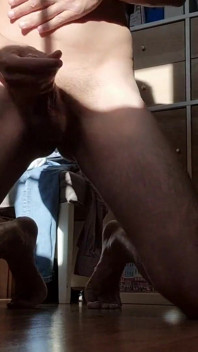 Jerking off in the Home Office Kneeling on the Floor