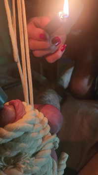 Goode Girl Flogging Balls by Candle Light POV