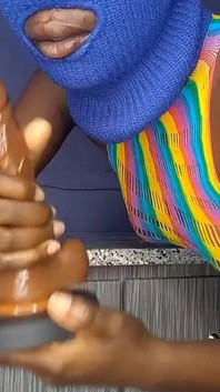 Ebony Teen Fucking Her Self with a Big Fat Dildo