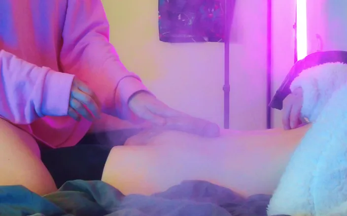 KinkyHome: Handjob for femboy with smoke - V.2
