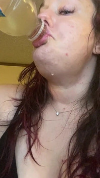 Goddess Chugs and Gulps a Large Green Tea